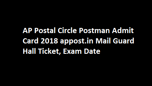 AP Postal Circle Postman Hall Ticket 2019 appost.in Mail Guard Hall Ticket, Exam Date