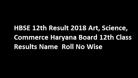 HBSE 12th Result 2019 Haryana Board 12th Class Art Science Commerce Results Name Wise