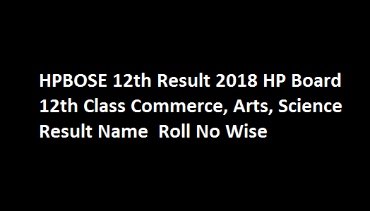 HPBOSE 12th Result 2019 HP Board 12th Class Commerce, Arts, Science Result Name Roll No Wise  