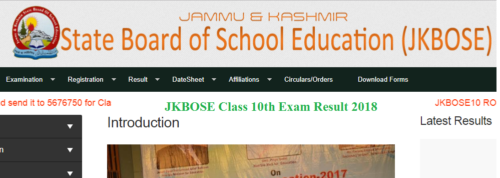 JKBOSE 10th Class Result 2018 Name Wise