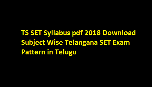 TS SET Syllabus pdf 2018 Download Subject Wise Telangana SET Exam Pattern in Telugu