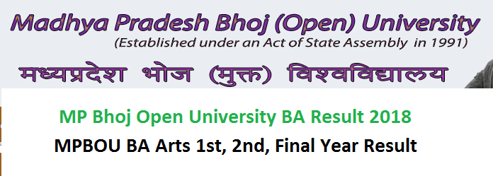 MP Bhoj Open University BA Result 2018 MPBOU BA Arts 1st, 2nd, Final Year Result