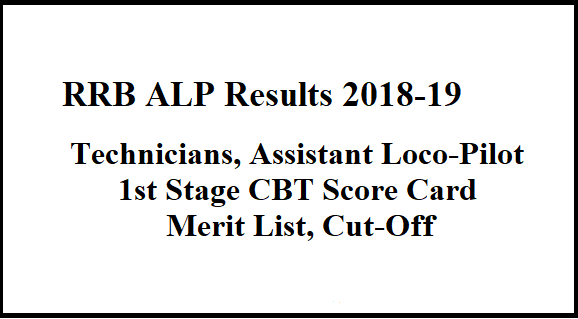 RRB ALP, Technician Result 2018 Declared RRB Assistant Loco Pilot Result,