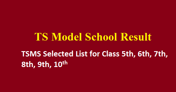 TS Model School Results 2023 TSMS Selected List for Class 6th/7th/8th/9th/10th