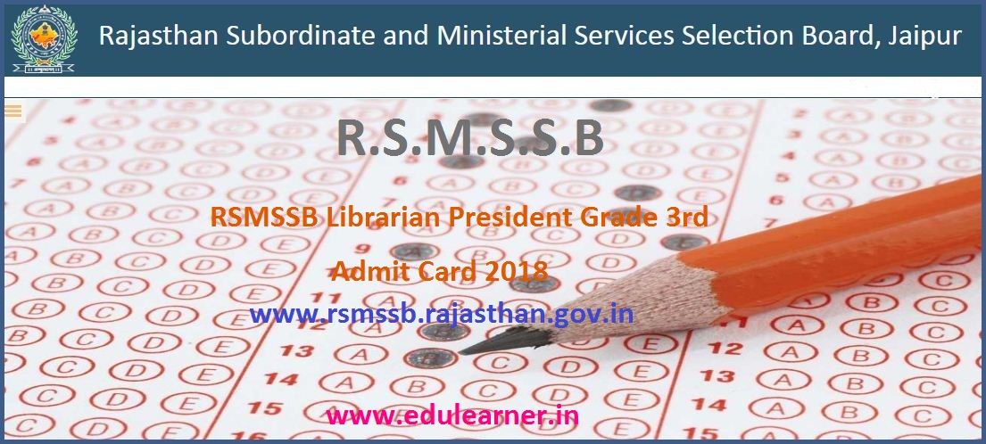 RSMSSB Librarian Grade 3 Admit Card 2020 यहाँ देंखे Librarian Call Letter