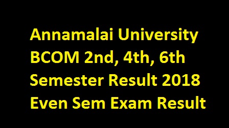 Annamalai University BCOM 2nd, 4th, 6th Semester Result 2018 Even Sem Exam Result  