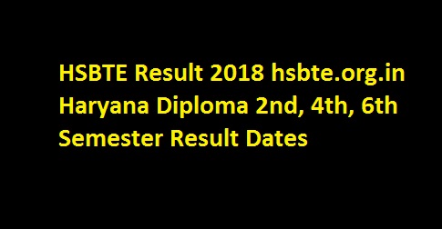 HSBTE Result 2018 hsbte.org.in Haryana Diploma 2nd, 4th, 6th Semester Result Dates