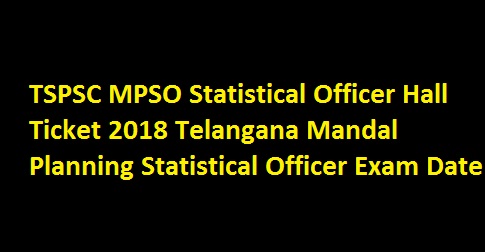 TSPSC MPSO Statistical Officer Hall Ticket 2018 Telangana Mandal Planning Statistical Officer Exam Date