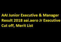 AAI Junior Executive & Manager Result 2018 aai.aero Jr Executive Cut off, Merit List