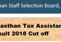 Rajasthan RSMSSB Tax Assistant Cut off marks 2018 & TA Merit List