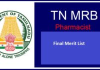 TN MRB Pharmacist Selection List 2022 CV Date Merit List, Result, Cut off @ www.mrb.tn.gov.in