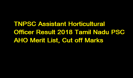 TNPSC Assistant Horticultural Officer Result 2018 Tamil Nadu PSC AHO Merit List, Cut off Marks