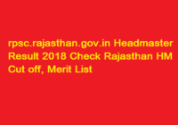 RPSC Headmaster Result 2019 Cut off यहाँ देंखे Rajasthan HM Merit List