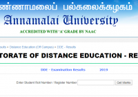 Annamalai University BSC DDE Result Dec 2019-2020 Odd Sem Results Date