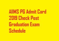 AIIMS PG Admit Card 2019