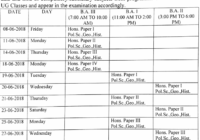 Matsya University BA Time Table 2022 1st, 2nd 3rd Year Date Sheet