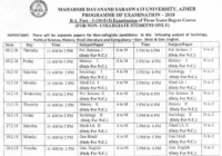 MDSU Time Table 2022 BA, B.Sc, B.Com Part I II III Date Sheet