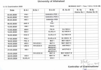 Allahabad University Time Table 2022 Pdf Download BA BSc BCom 1st/2nd/3rd Year Date Sheet