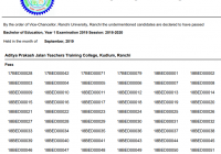 Ranchi University B.Ed Part 1 & 2 Result 2023 Ranchi University BEd Result Date