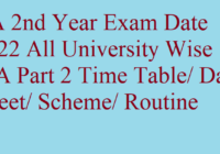 BA 2nd Year Exam Date 2022 घोषित B.A Part 2 Time Table/ Date Sheet/ Scheme/ Routine