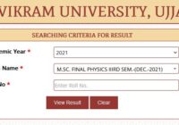 Vikram University MSc 2nd Sem Result 2022 यहाँ देंखे www.vikramuniv.ac.in M.Sc Result Date