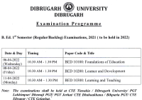 Dibrugarh University B.Ed 1st Sem Result 2022 www.dibru.ac.in Results Date Marksheet Download