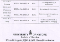 Mysore University B.Ed Exam Time Table 2024 BEd 1st & 3rd Sem Exam Date Pdf Download