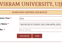 Vikram University B.Sc 1st Year Result 2023 Name Wise Vikram University BSc Regular & Private Results Date @www.vikramuniv.ac.in