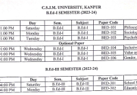 Kanpur University B.Ed 1st & 3rd Sem Time Table 2025 यहाँ देंखे CSJMU BEd Exam Date Pdf Download