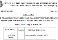 KU B.Ed 1st & 3rd Sem Time Table 2024 Kakatiya University BEd Exam Date Pdf Download @kuexams.org