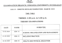 OU B.Ed Exam Time Table 2024 Osmania University BEd 1st & 3rd Sem Exam Date Regular & Backlog